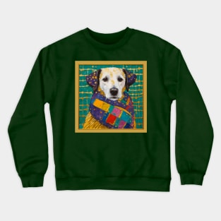 Gustav Klimt Style Dog with Colorful Scarf Crewneck Sweatshirt